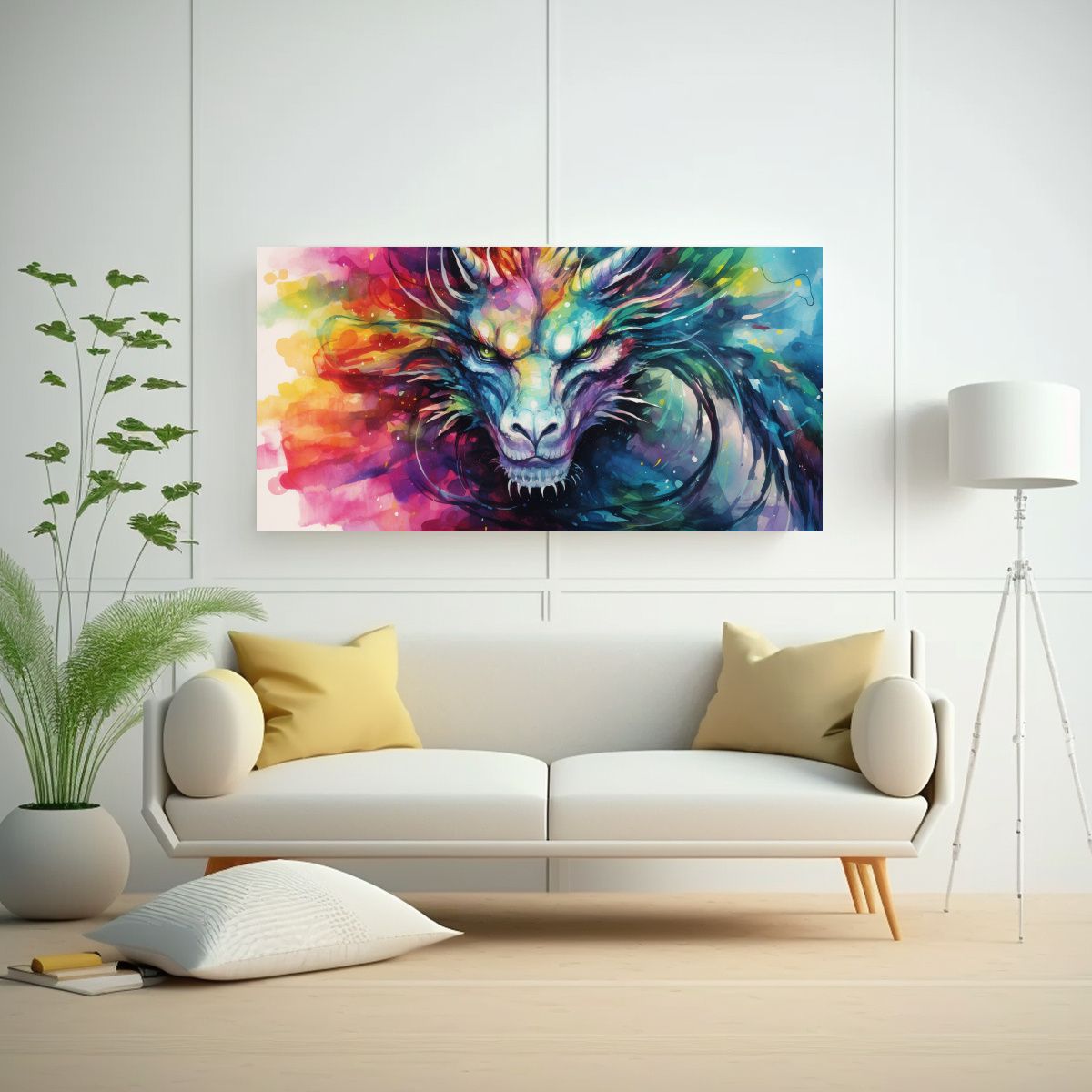 GENERICO - Tela En Bastidor Calidos Unico A Dragon In Rainbow 160x80cm