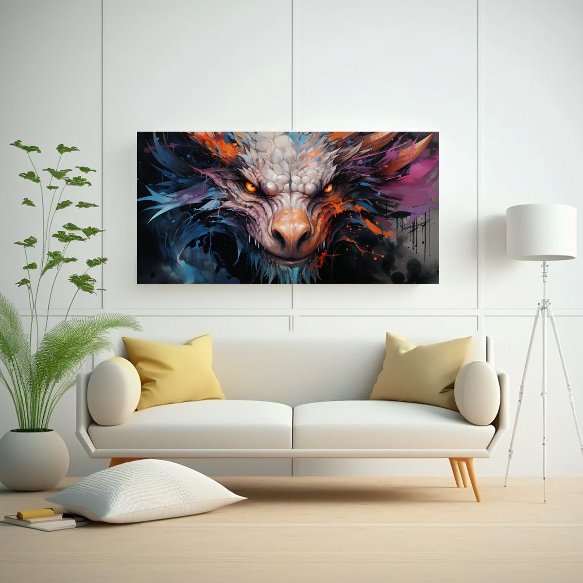 GENERICO - Pintura Decorativa De Arte Gráfico De Un Dragón  160x80cm