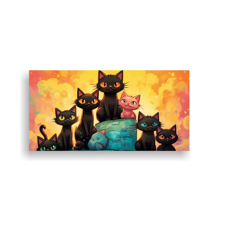 GENERICO - Pintura Decorativa De Alta Resolución Gatos Negr 160x80cm