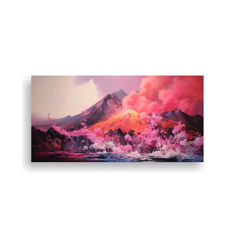 GENERICO - Cuadro Abstracto Volcán Rosa Detalle Alto Pintura 160x80cm