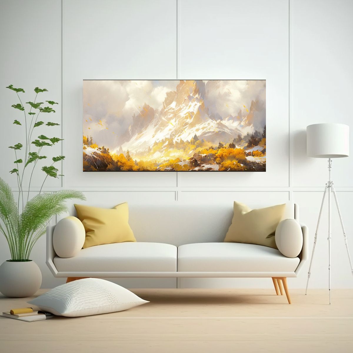 GENERICO - Pintura Abstracta Exclusiva Montañas Nevada Con  160x80cm