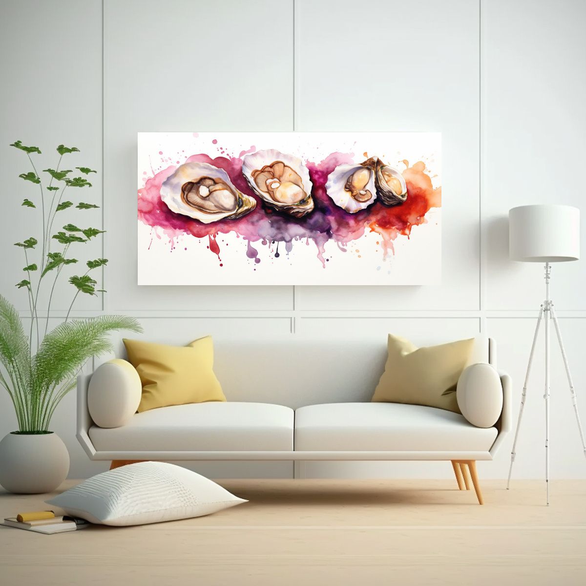 GENERICO - Cuadro Abstracto Acuarela Colorida Ostras Estilo P 160x80cm