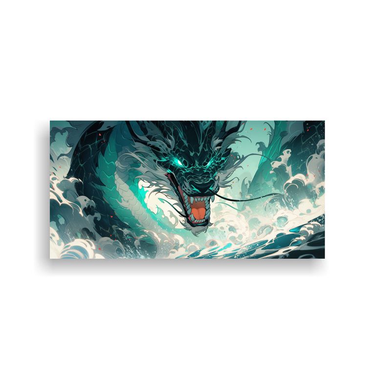 GENERICO - Pintura Lienzo Intensidad Dragón Turquesa Y Azul 160x80cm