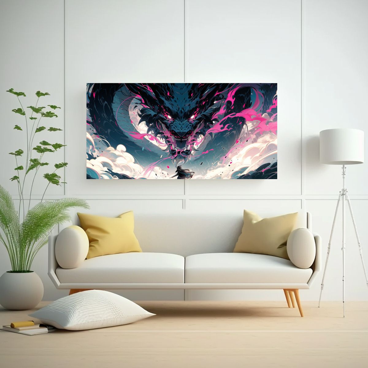 GENERICO - Cuadro De Alta Calidad Tela Fantasía Dragón En  160x80cm