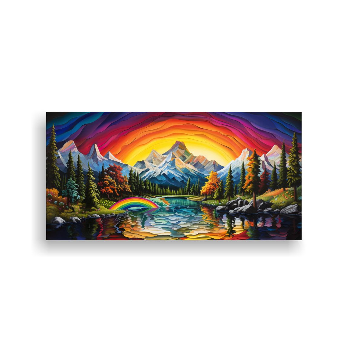 GENERICO - Cuadro Abstracción Montañas Con Arcoíris Y Colo 160x80cm