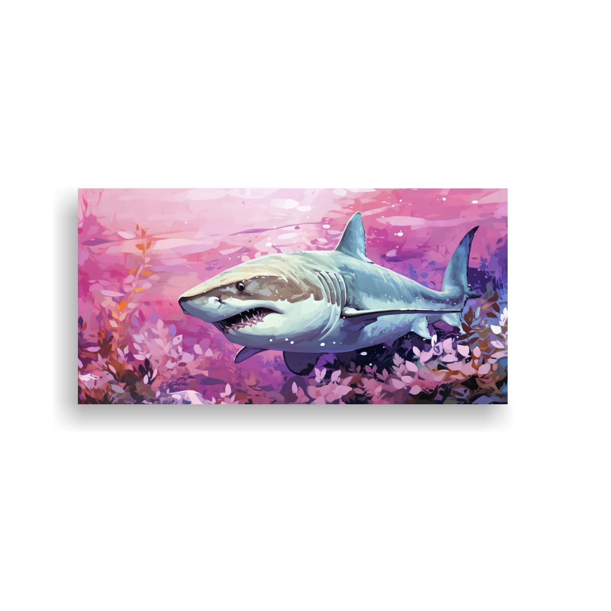 GENERICO - Cuadro Decorativo Tiburón Tigre De Arena En Bosq 160x80cm