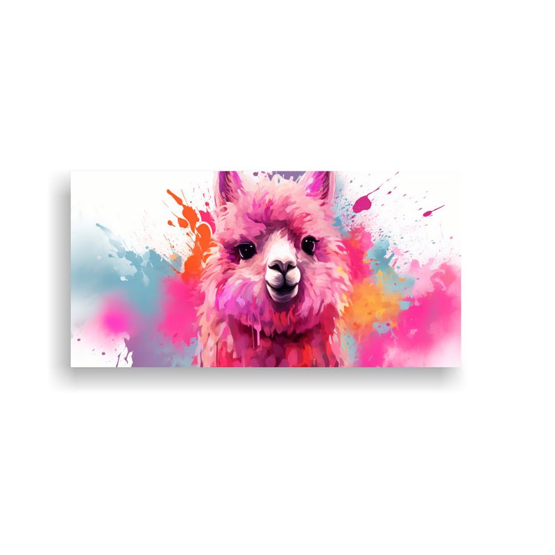 GENERICO - Cuadro Decorativo Alpaca En Colores Pastel Y Rosa  160x80cm