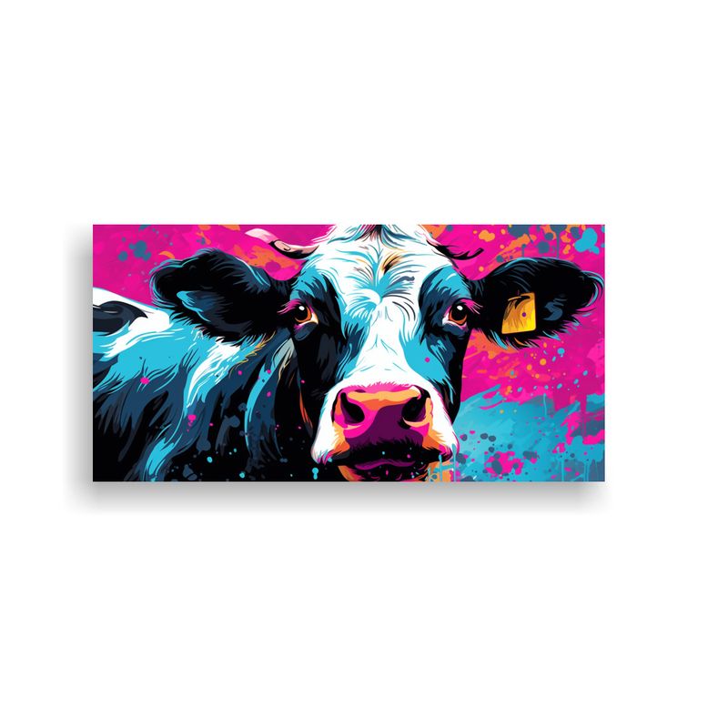 GENERICO - Cuadro Tela Bastidor Vaca Púrpura Y Negra Pop Art 160x80cm