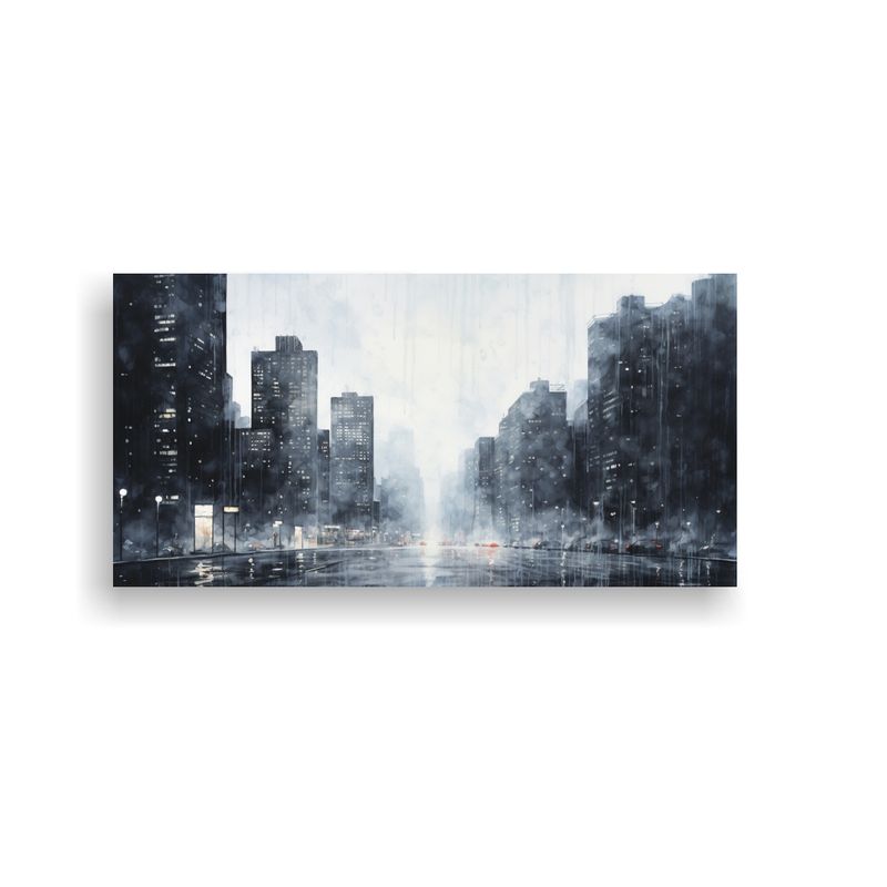 GENERICO - Cuadro De Ciudad Acuarela Brillante Con Escena Urb 160x80cm