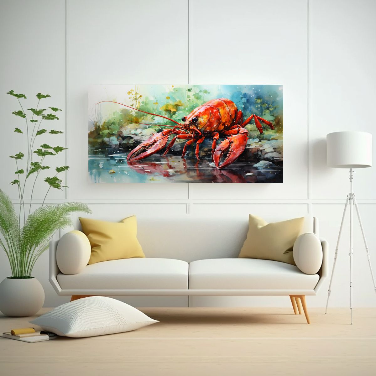 GENERICO - Pintura Acuarela Cangrejo Colorido Estilo Abstract 160x80cm