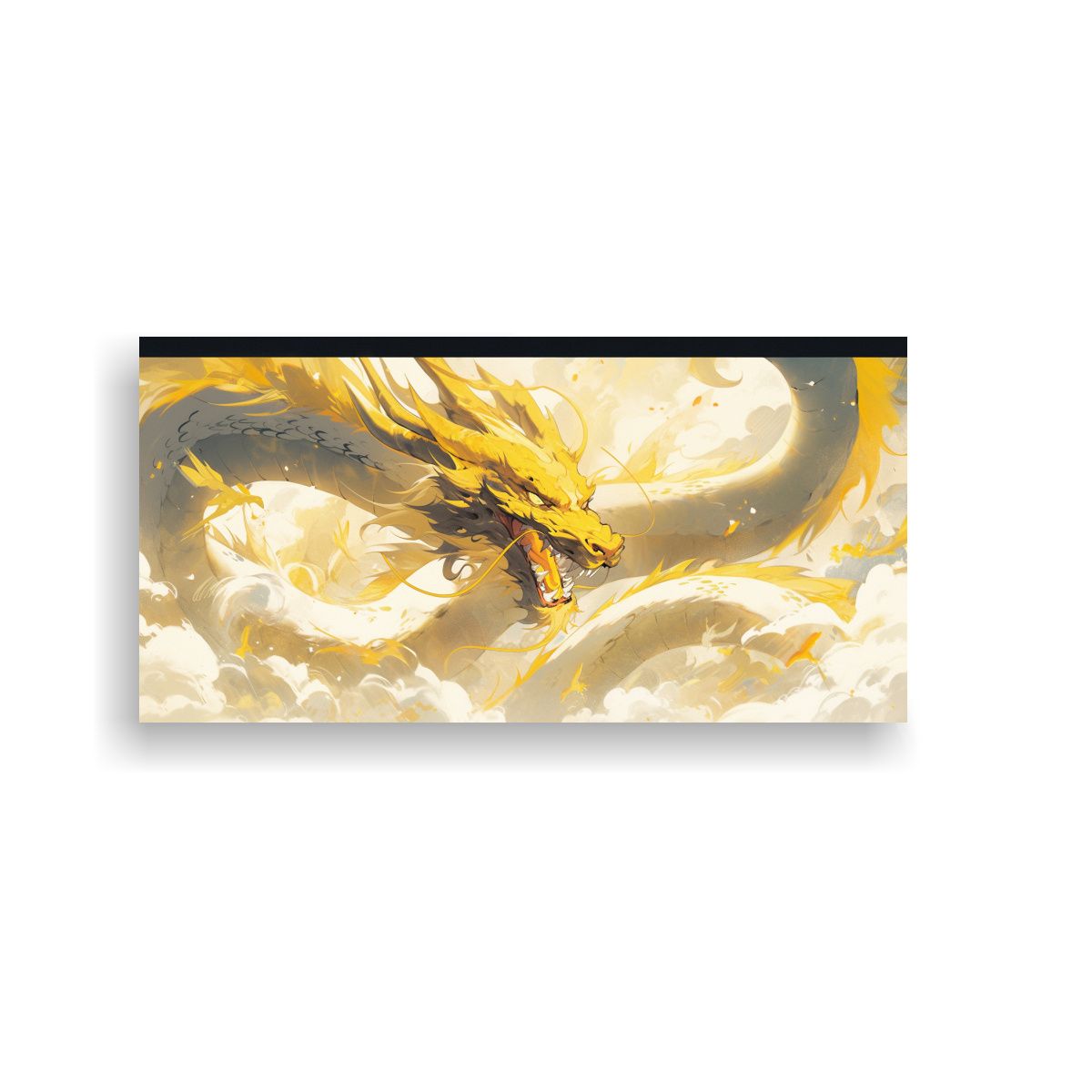 GENERICO - Cuadro De Lienzo Estilo Galería Dragón Amarillo 160x80cm