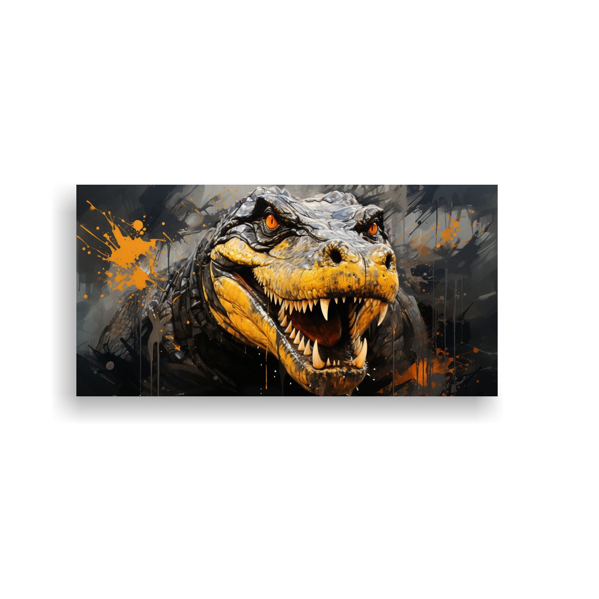 GENERICO - Pintura De Pared De Iguanodon En Colores Oro Y Neg 160x80cm