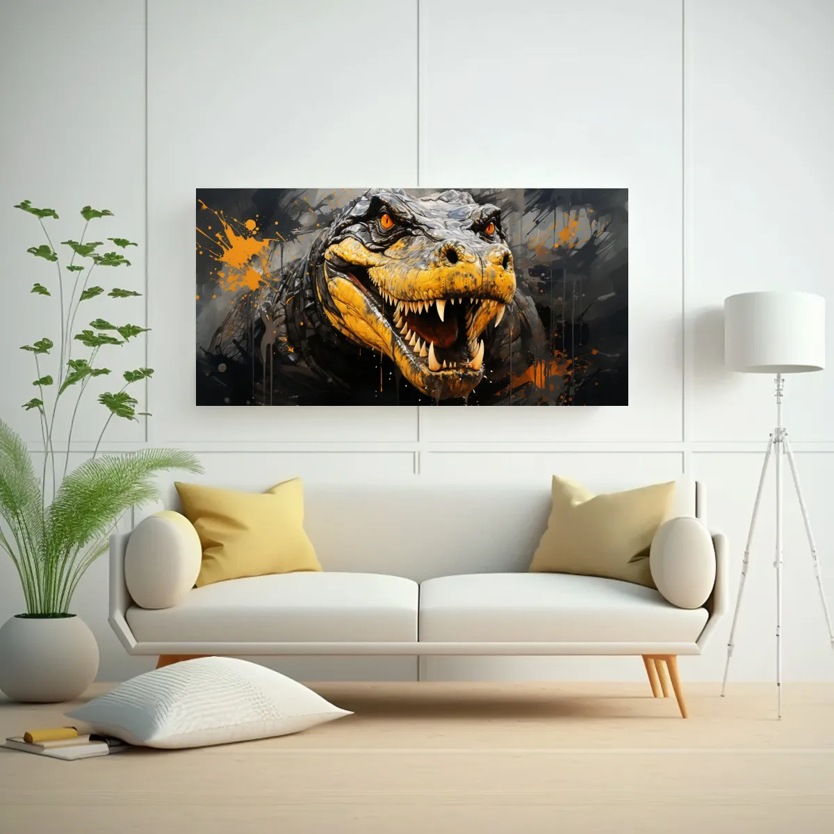 GENERICO - Pintura De Pared De Iguanodon En Colores Oro Y Neg 160x80cm