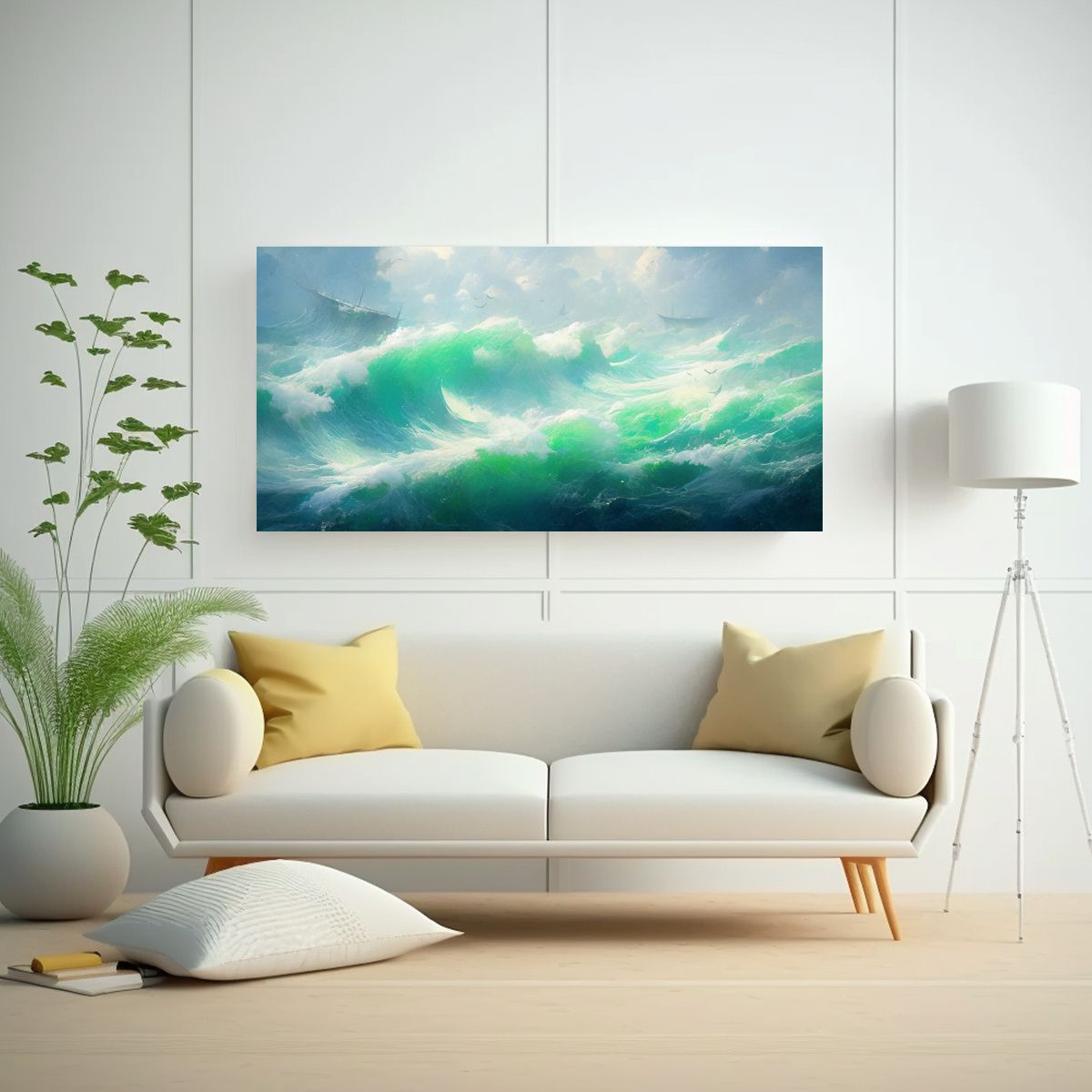 GENERICO - Pintura Abstracta Calma Del Cielo Y Del Mar Con Co 160x80cm