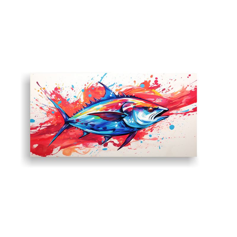 GENERICO - Cuadro Tela Estilo Galería Tunas Escarlata Y Azul 160x80cm