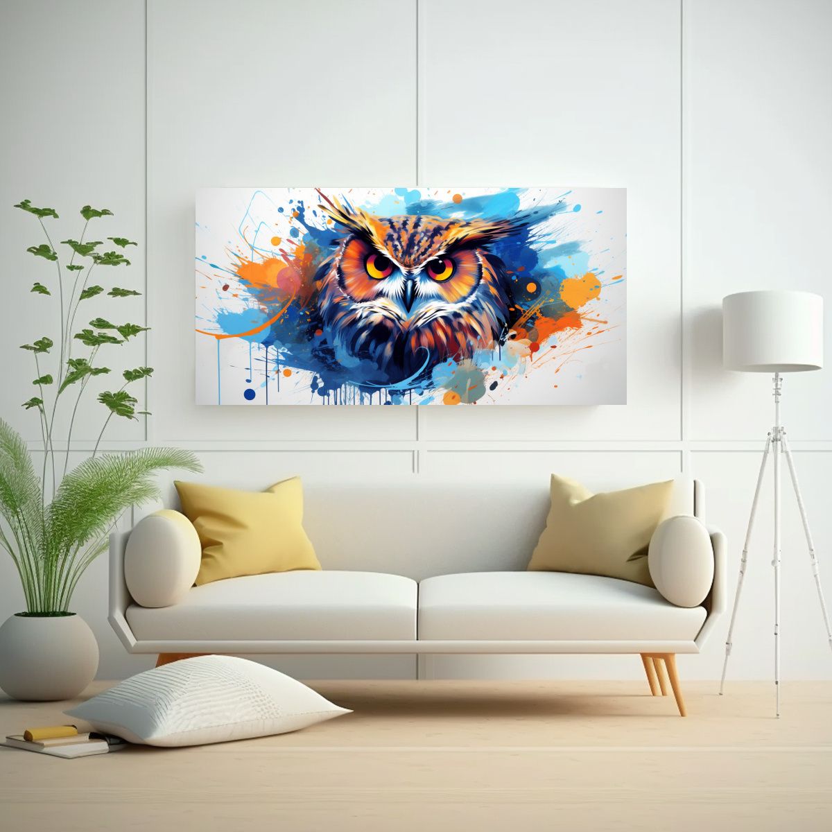 GENERICO - Cuadro Venta Exclusiva Búho En Colores Naranja Y  60x30cm