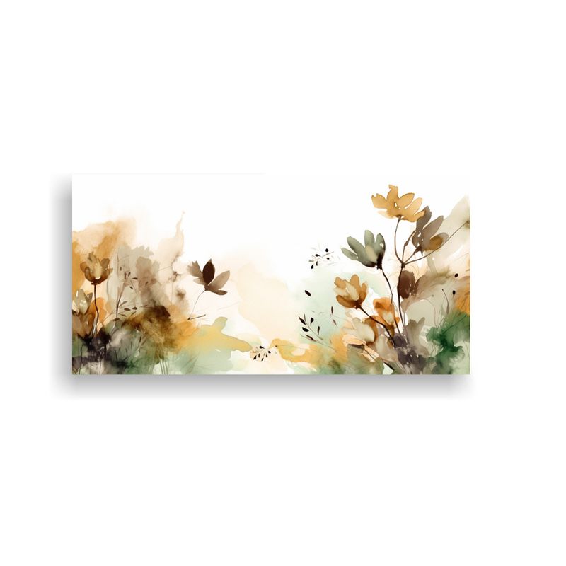 GENERICO - Cuadro Abstracto Floral Verde Marrón Textura Acua 160x80cm