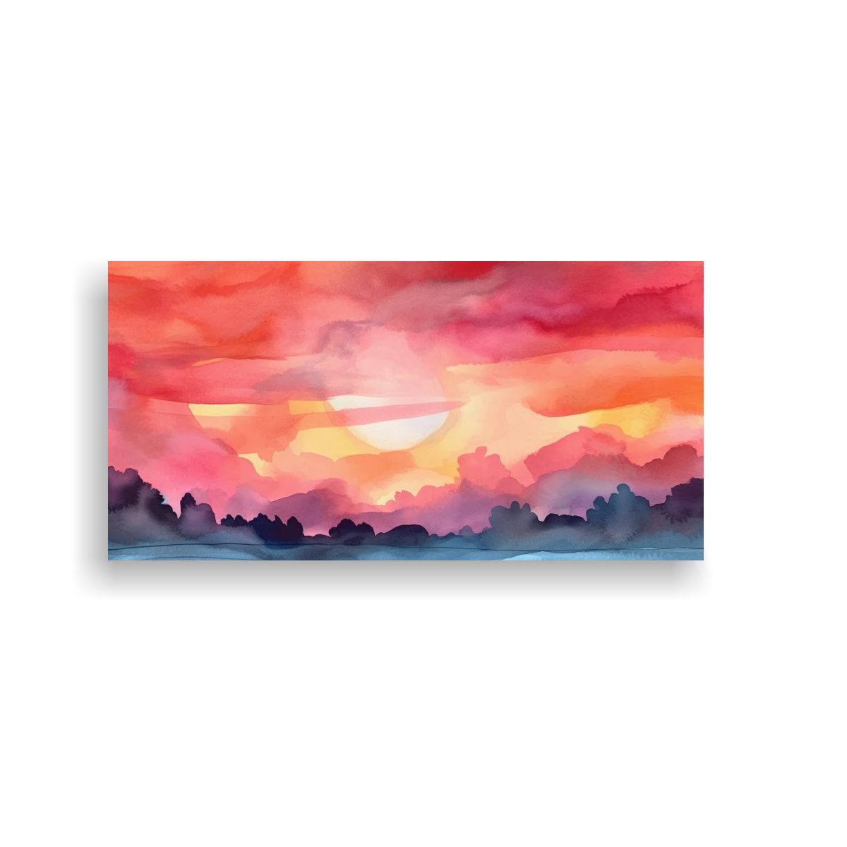 GENERICO - Cuadro En Bastidor Abstracto Acuarela SUNSET Retro 160x80cm