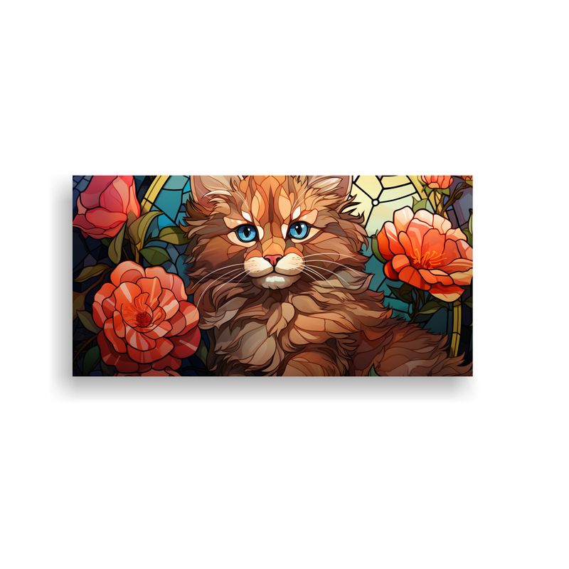 GENERICO - Cuadro De Tela Gato Y Flores En Estilo Cartoon Bo 160x80cm