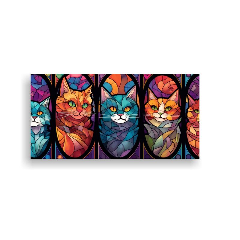 GENERICO - Cuadro Gatos Chibi En Efecto Caleidoscopio Vidrier 160x80cm