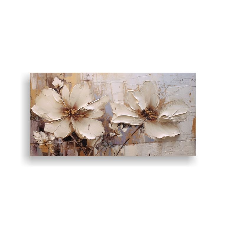 GENERICO - Pintura Abstracta De Flores Con Tonos Iridiscentes 160x80cm