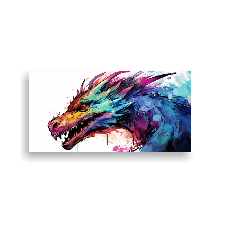 GENERICO - Cuadro Moderno Brillante Dragón En Colores Áure 160x80cm