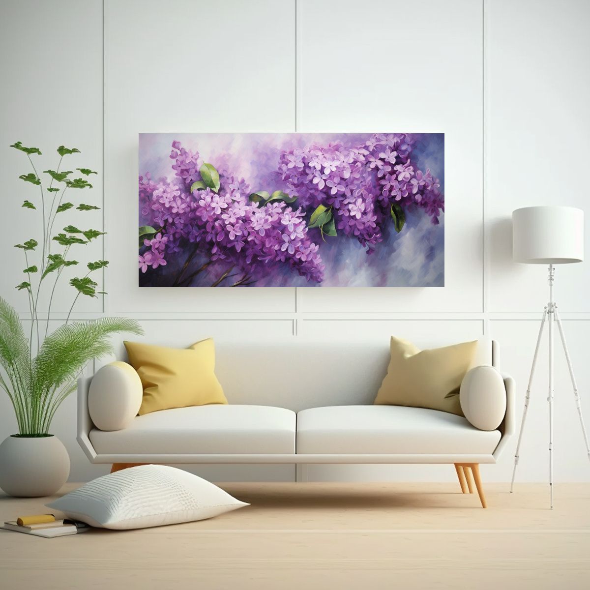 GENERICO - Pintura Abstracta De Lilas En Lienzo Detallado Con 160x80cm