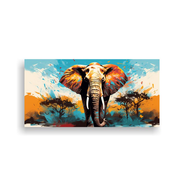 GENERICO - Pintura Pared Elefante Sabana Arcoíris Y Turquesa 160x80cm
