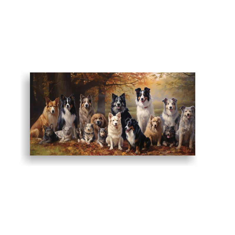 GENERICO - Pintura Al Estilo óleo Vibrante De Perros Pastore 160x80cm