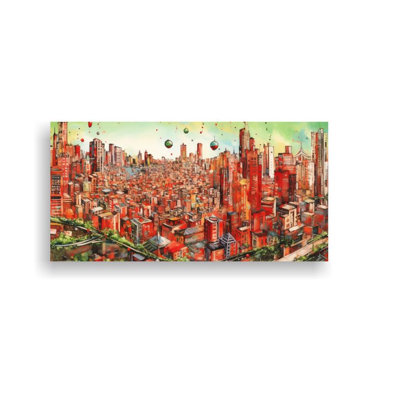 GENERICO - Pintura Urbana Vista Drone Ciudad Utópica Social 160x80cm
