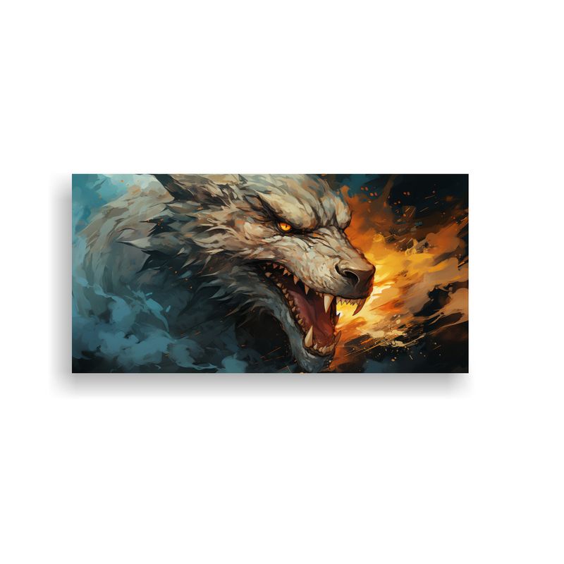 GENERICO - Cuadro Regalo Dragón En Tonos Marrón Y Amarillo 160x80cm