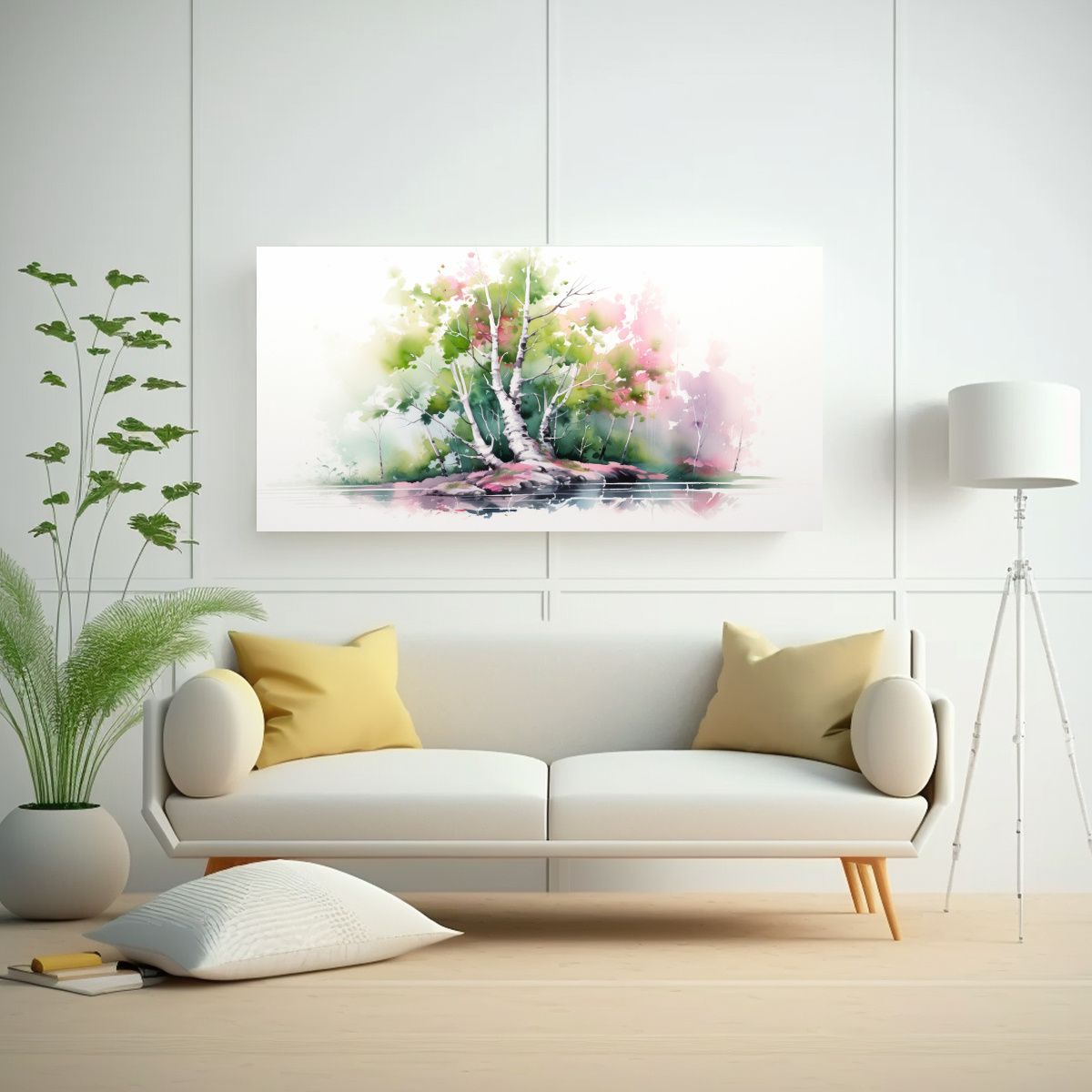 GENERICO - Pintura Abstracta De Árbol Bonsái De Abedul Verd 160x80cm