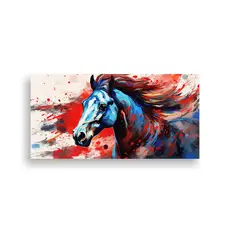 GENERICO - Cuadro Arte Pared Caballo Pura Sangre Rojo Azul Ne 160x80cm