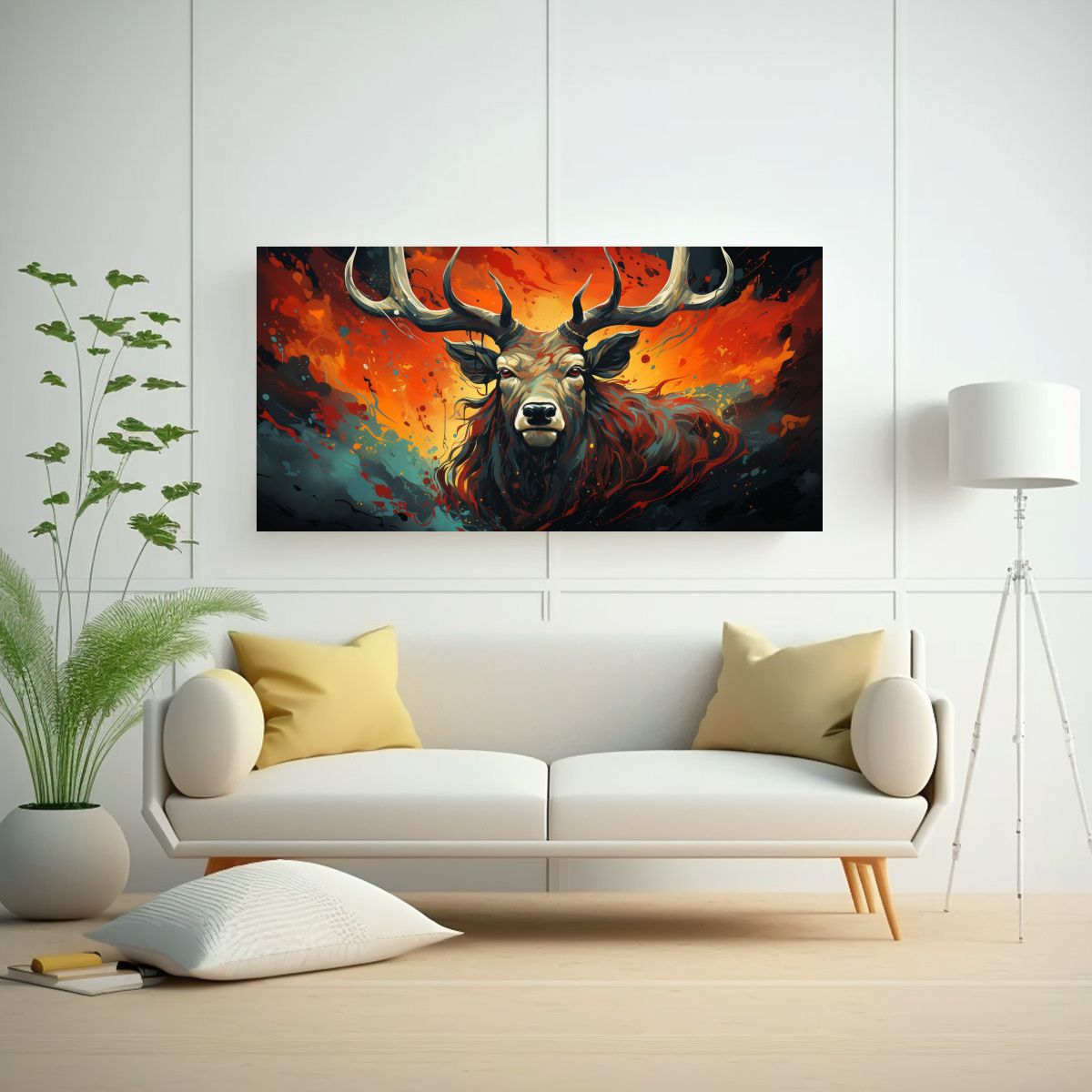 GENERICO - Cuadro Moderno Animales Legendarios En Rojo Neo Po 160x80cm.