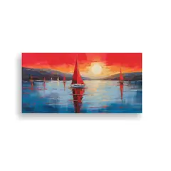 GENERICO - Cuadros Marinos Veleros Rojos En El Mar Azul Al A 160x80cm