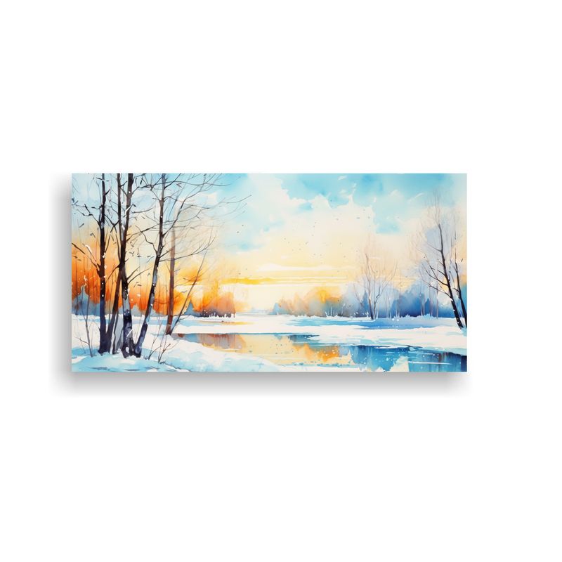 GENERICO - Paisaje De Invierno Expresivo Exclusivo Con Acuare 160x80cm