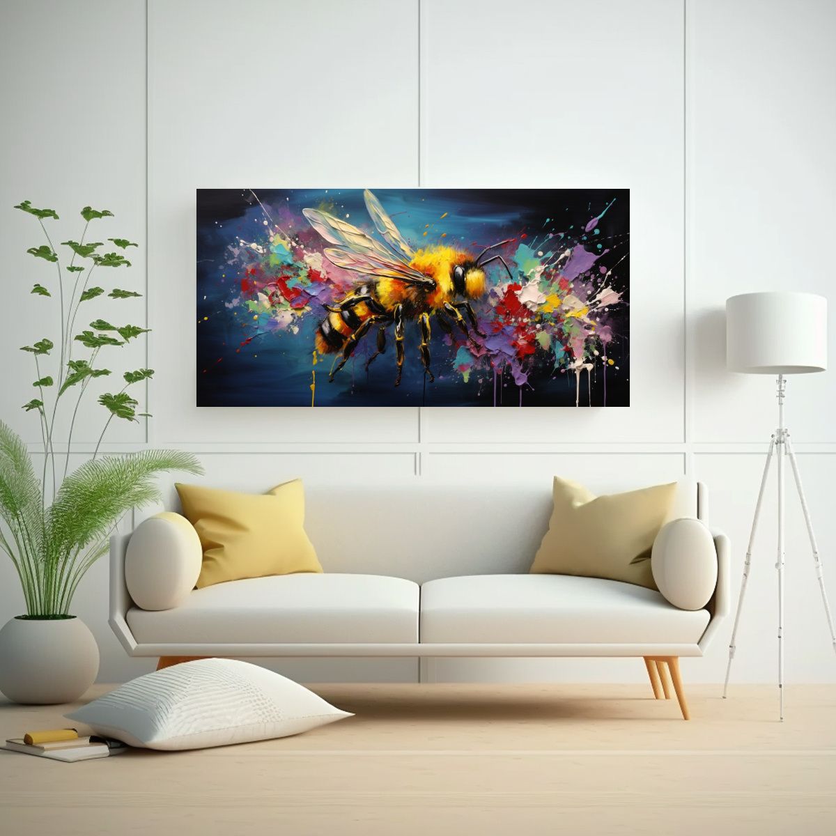 GENERICO - Pintura Al Estilo óleo Colorida Estilo Abeja En G 160x80cm.