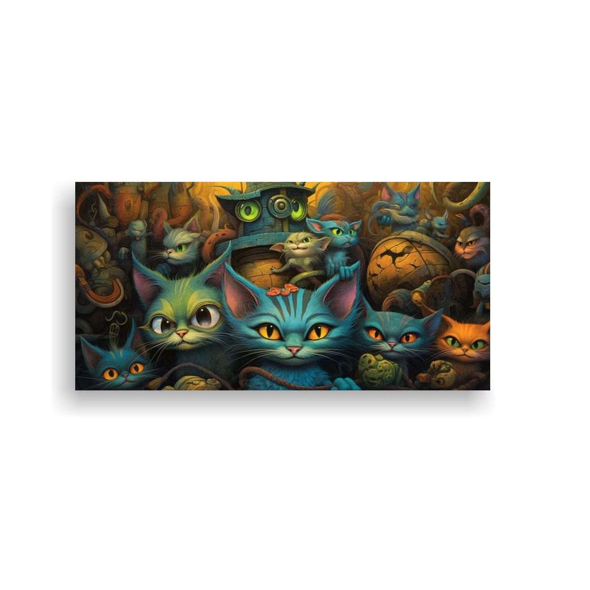 GENERICO - Pintura Al Estilo óleo De Gatos Con Ojos Extraño 160x80cm