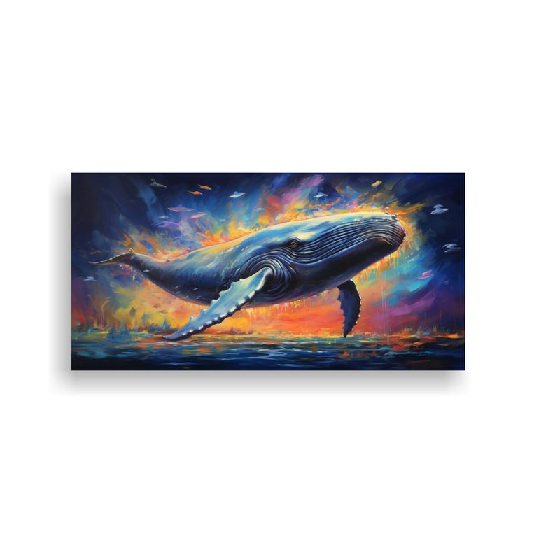 GENERICO - Obra De Arte Atractiva Ballena Azul En Estilo De  160x80cm