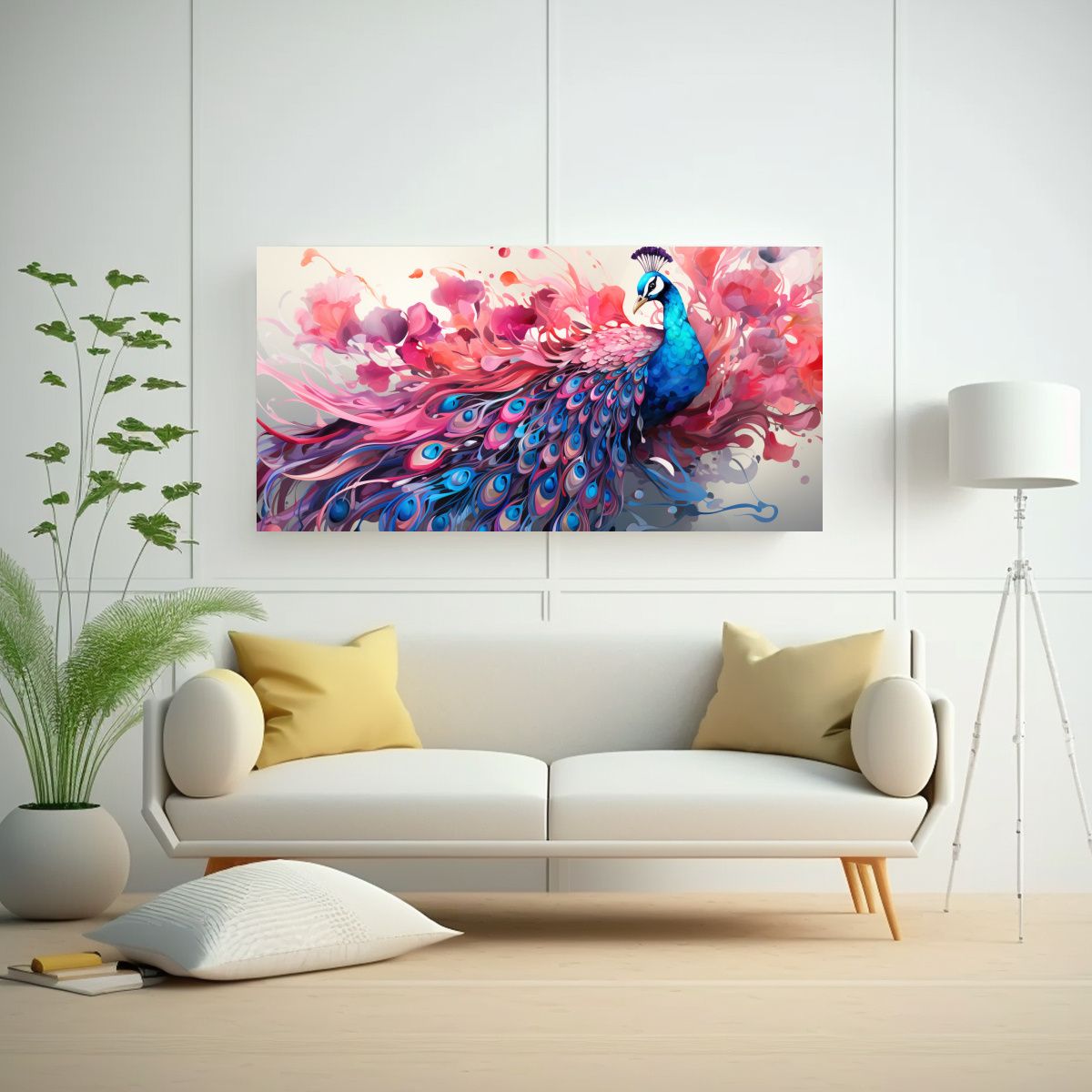 GENERICO - Pintura Neo Pop De Nudibranquio En Tonos Pavo Real 160x80cm