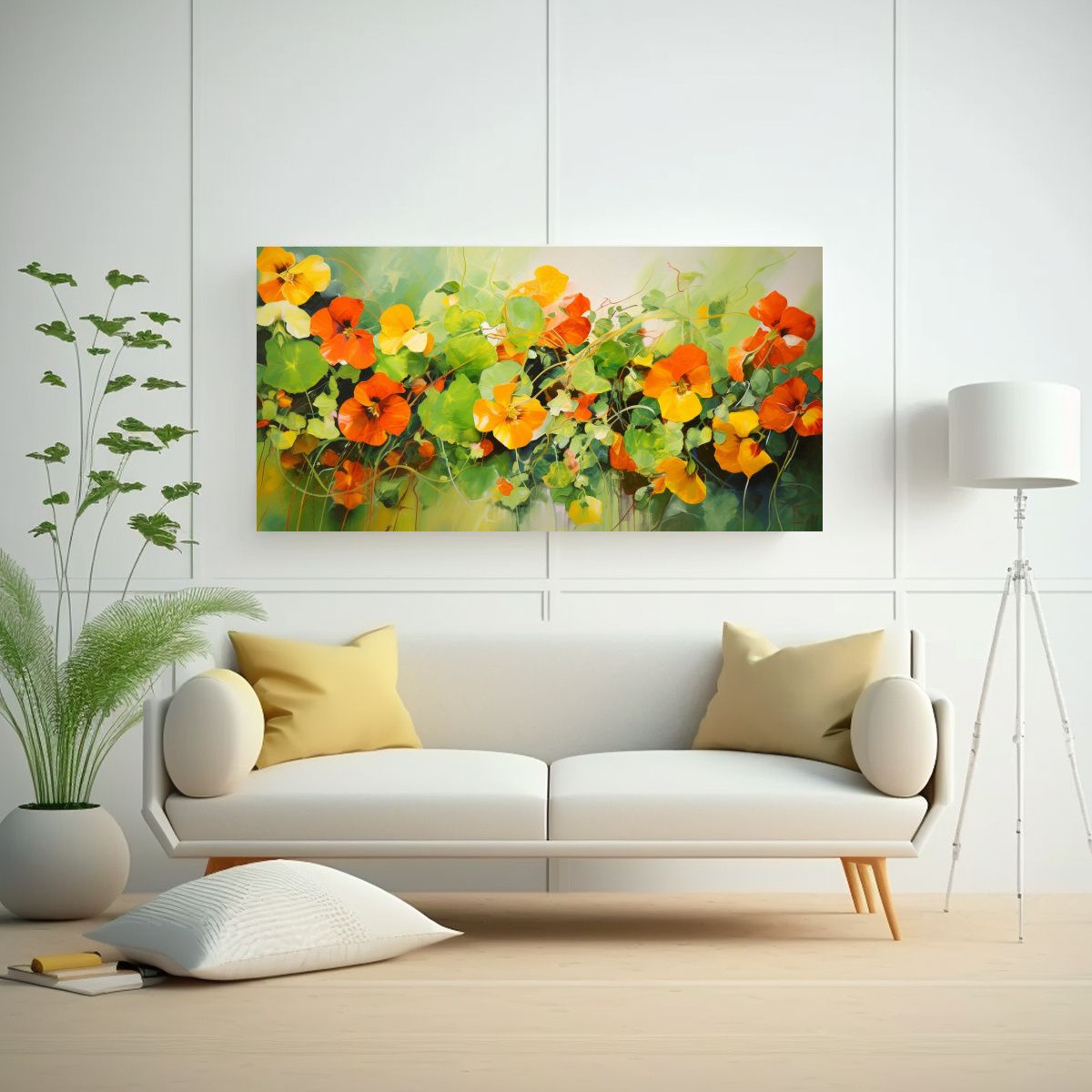 GENERICO - Pintura Abstracta Detallada De Nasturtium Herbs 160x80cm