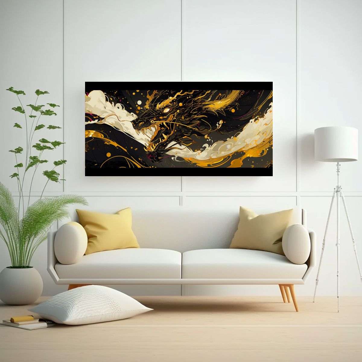 GENERICO - Pintura Decorativa Neonoir Dragón En Vibrantes C 160x80cm