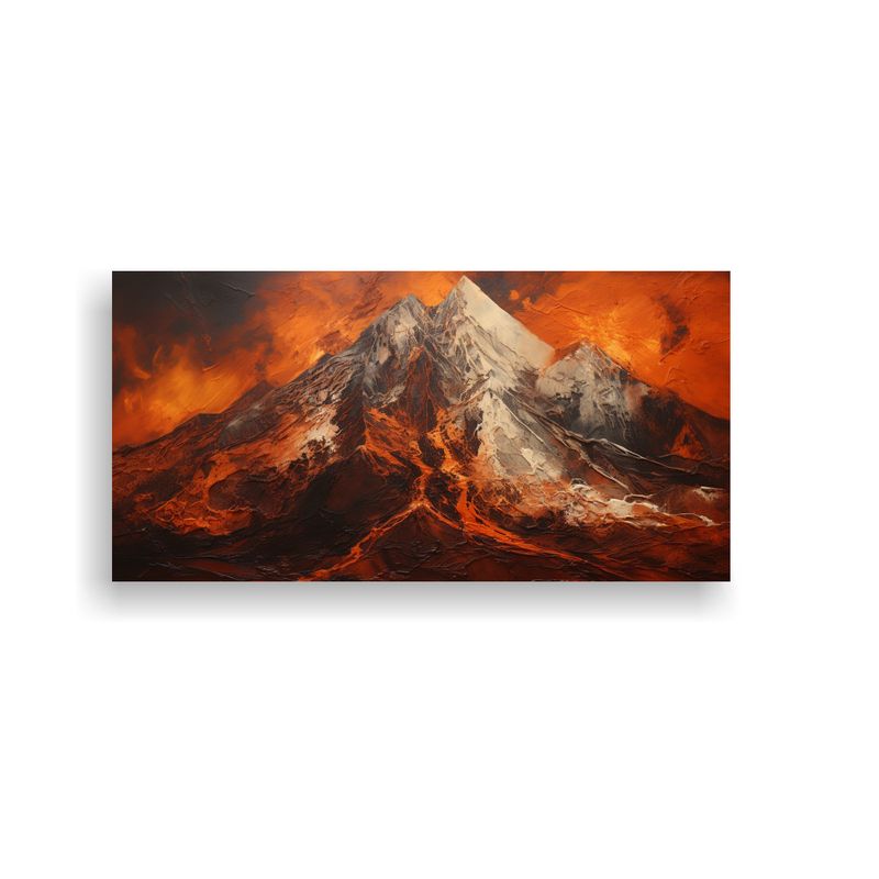 GENERICO - Pintura Abstracta De Un Volcán Con Colores Marron 160x80cm
