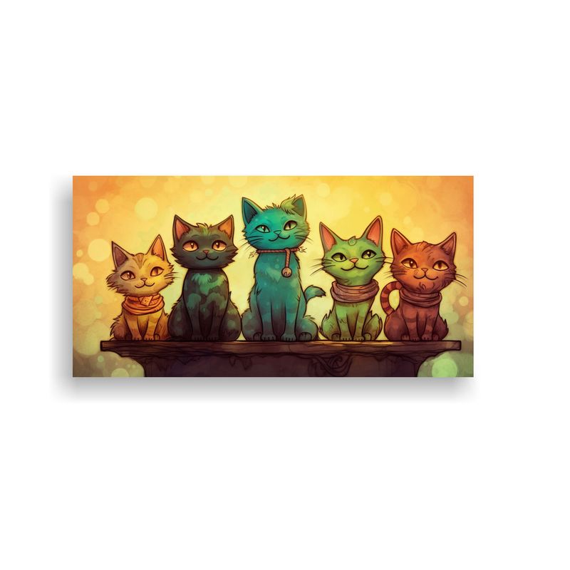 GENERICO - Cuadros Decorativos De Gatos En Una Pila Mirando H 160x80cm