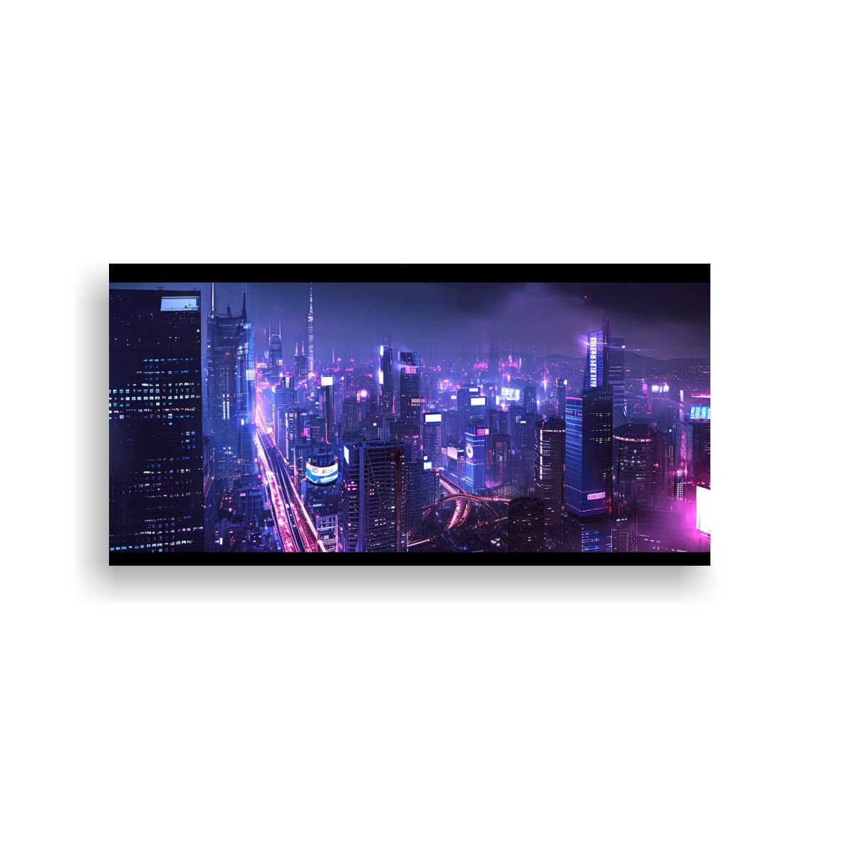 GENERICO - Pintura Lienzo Ciudad Futurista 2050 Noche 160x80cm