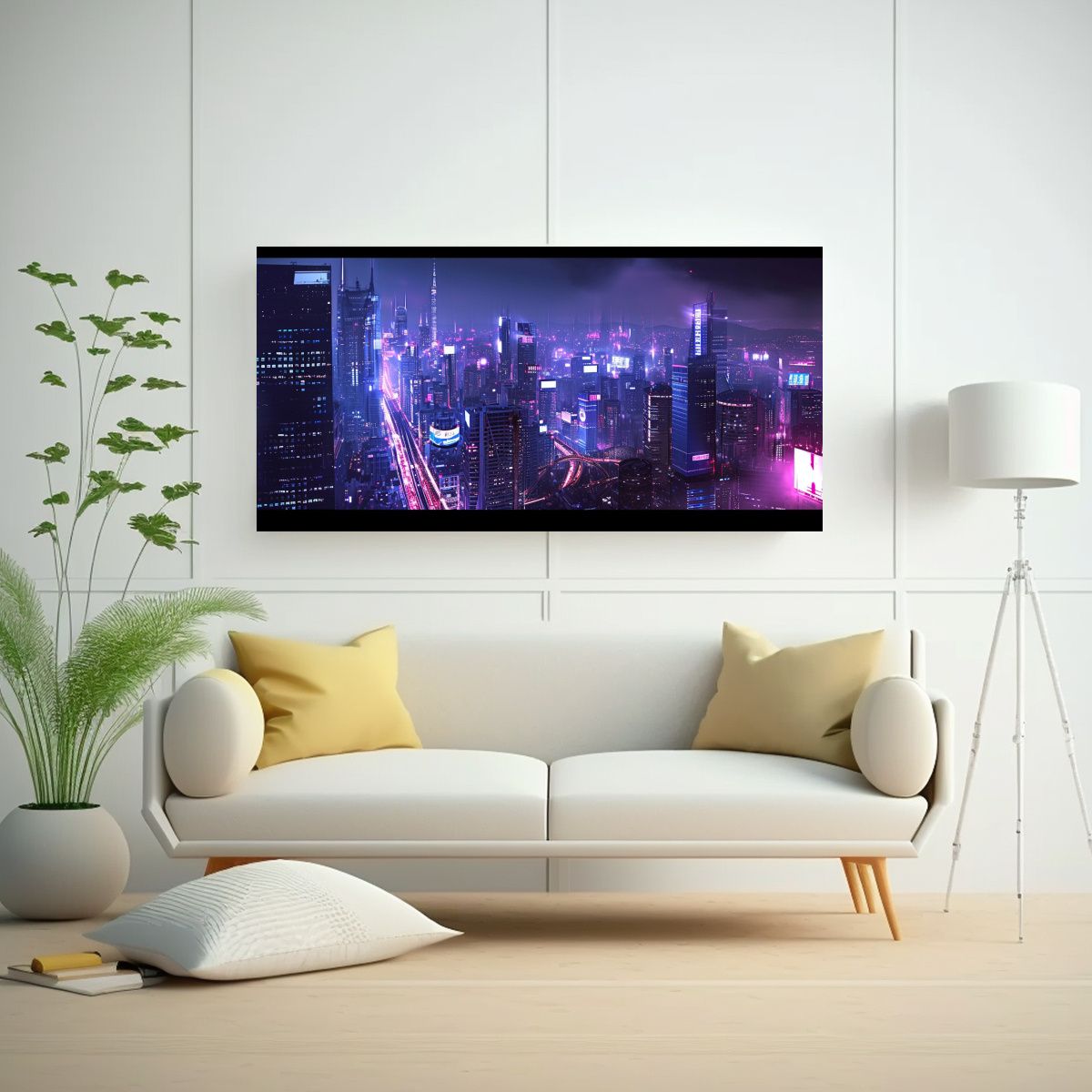 GENERICO - Pintura Lienzo Ciudad Futurista 2050 Noche 160x80cm