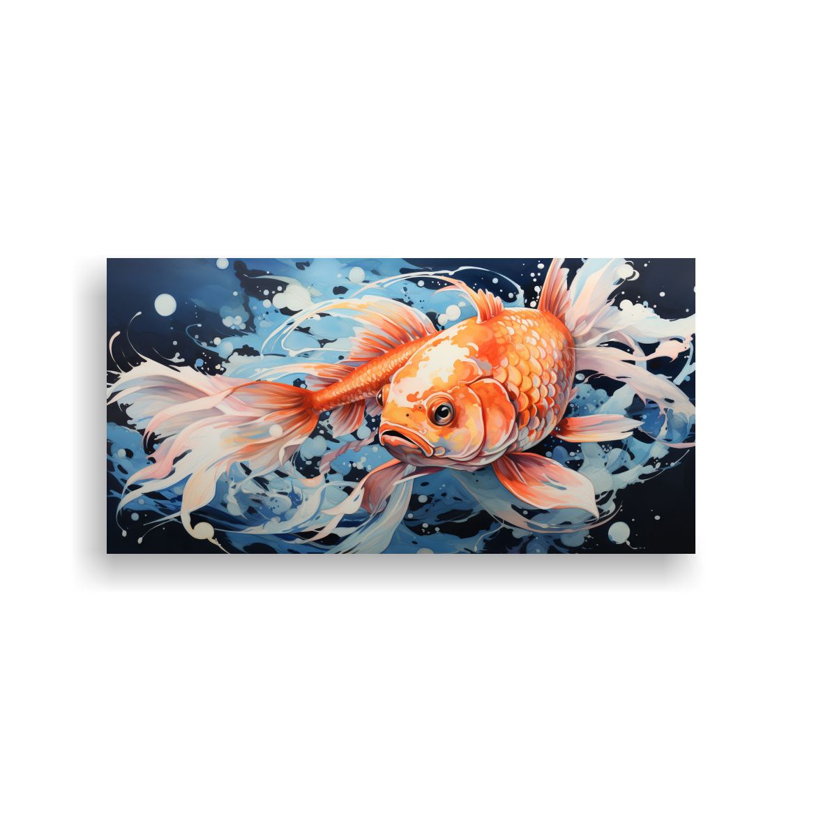 GENERICO - Pintura De Pared Koi Fish En Colores Lechoso Y Pav 160x80cm.