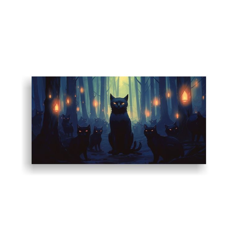 GENERICO - Pintura Decorativa De Tela Con Lindos Gatos Negros 160x80cm