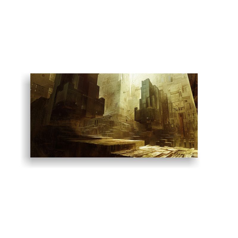 GENERICO - Pintura Lienzo Moderna Visión Cubista De Ciudad  160x80cm