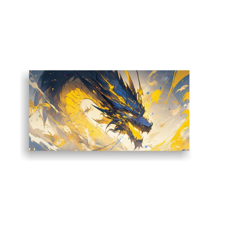 GENERICO - Cuadro Elegante Dragón En Colores Amarillo Y Azu 160x80cm